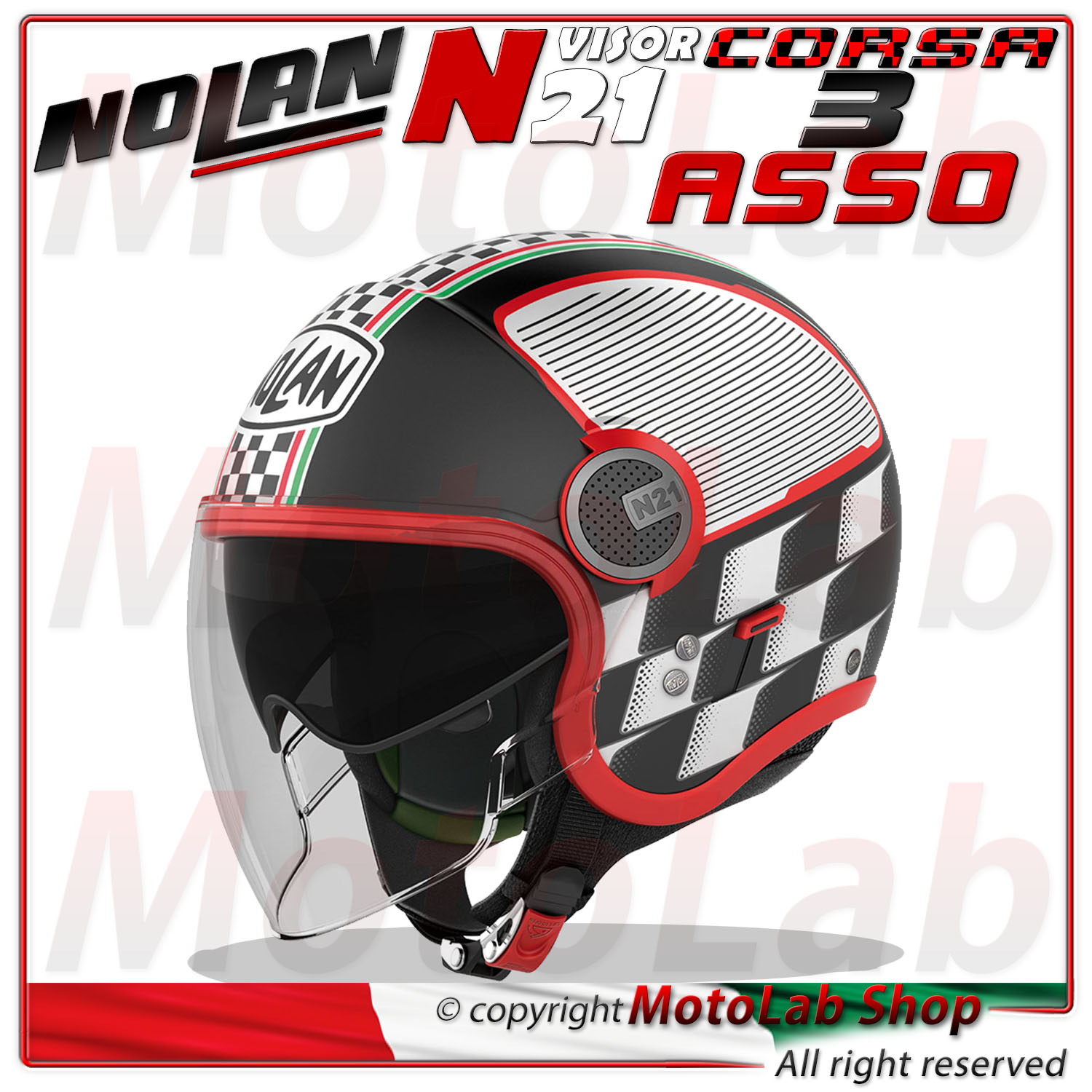 CASQUE DEMI JET NOLAN N21 VISOR ASSO 3 NOIRE MATTE TAILLE