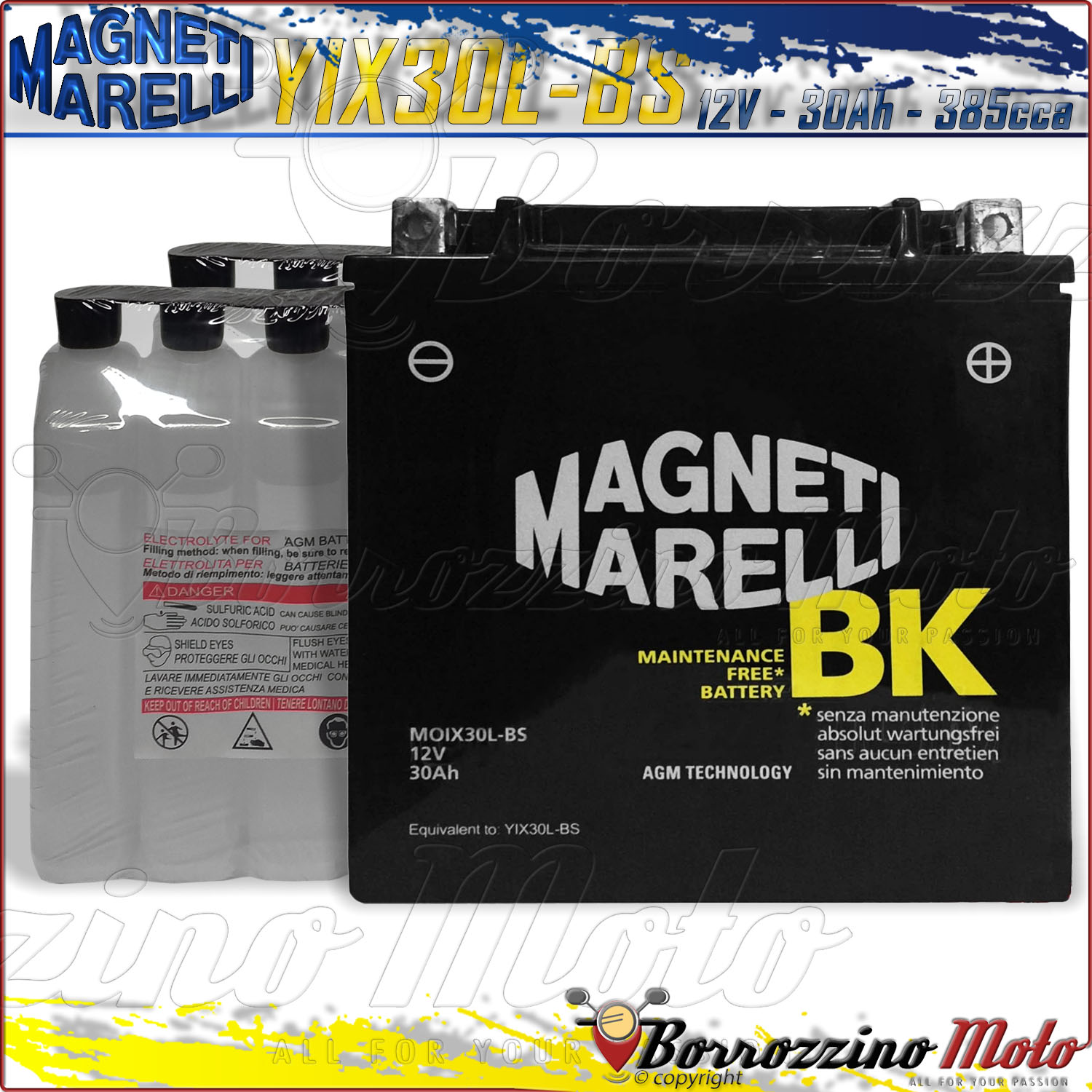 YIX30L-BS BATTERIA MAGNETI MARELLI POLARIS RZR 900 2011-2016 MOIX30L-BS YIX30LBS