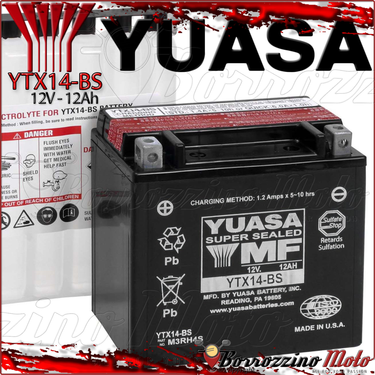 BATTERIA MAGNETI MARELLI YTX14-BS 12V 12Ah BMW K R 1300 2009 2010 2011